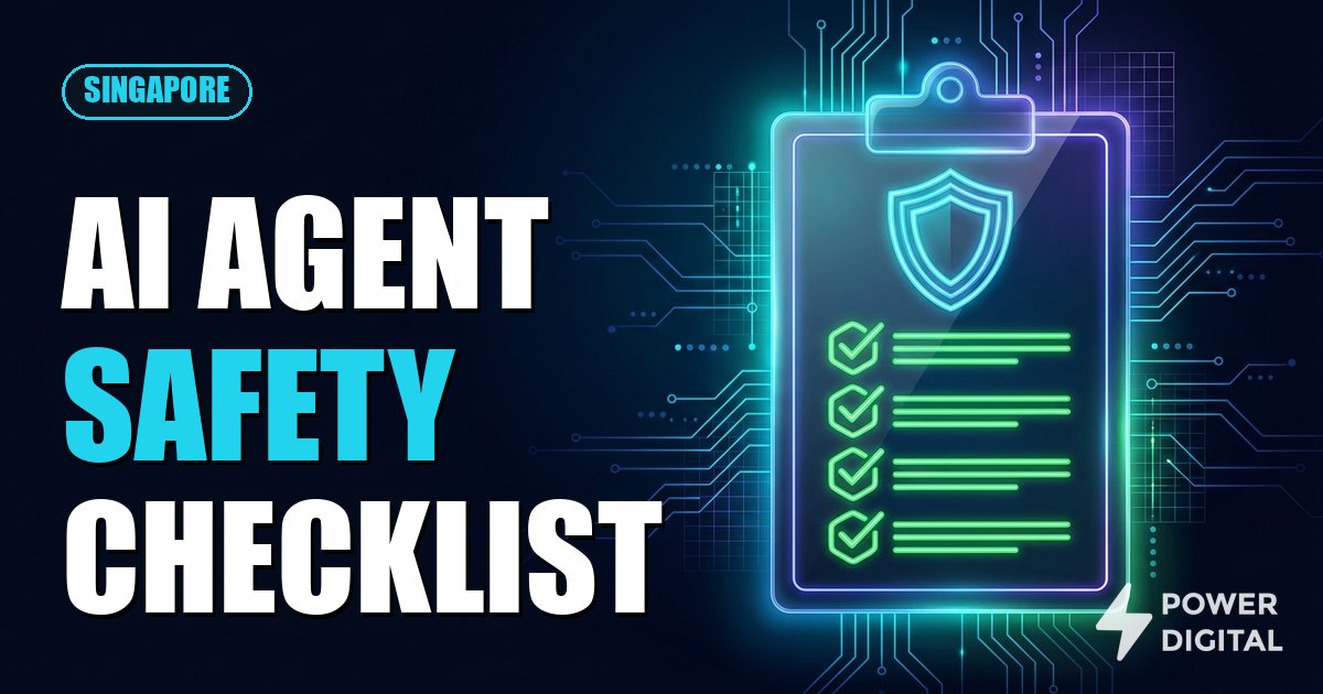 Cartoon robot with a checklist and the headline AI agent safety checklist